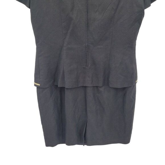 Vintage 80's Positive Attitude Dress 14P Black Linen Embroidered Beaded Western - Picture 8 of 9